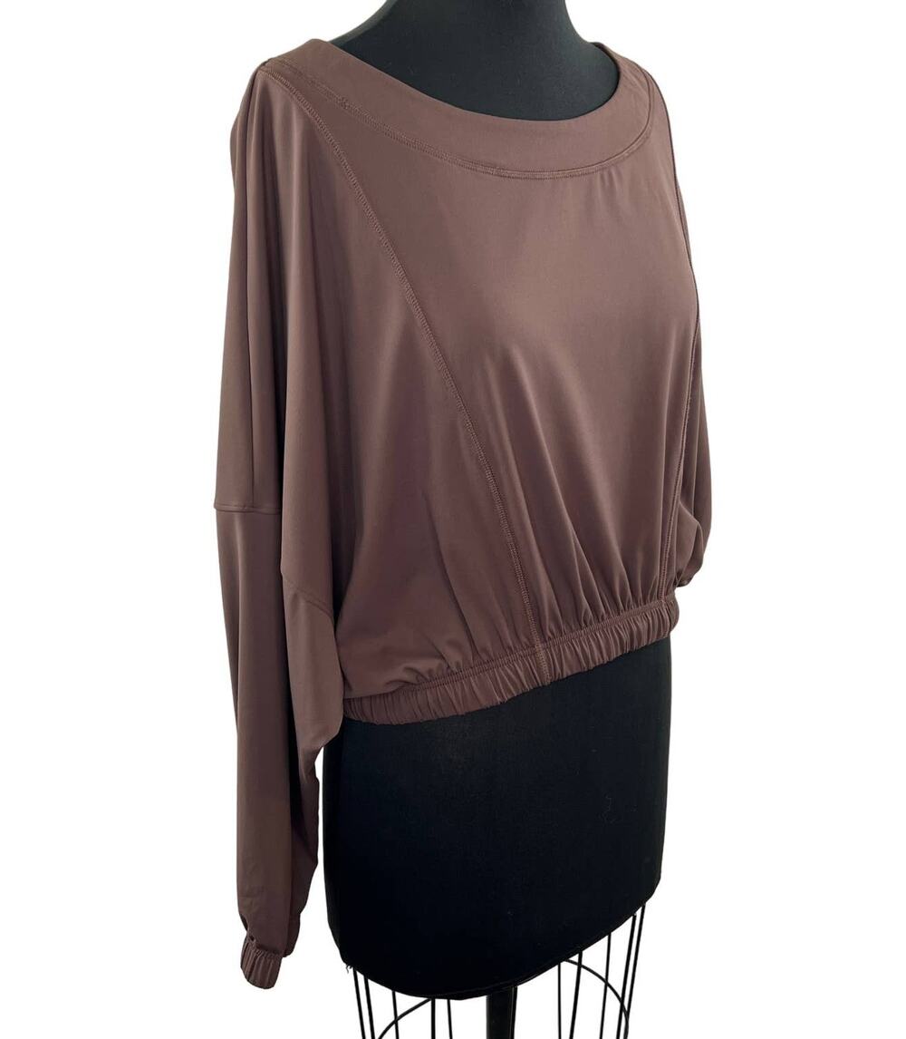 Balance Athletica Brown Outlander Crew Top Crop Sweatshirt Pullover Relaxed M